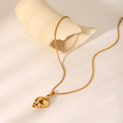 Collar Caracola Dorada de Acero Inoxidable con Cadena