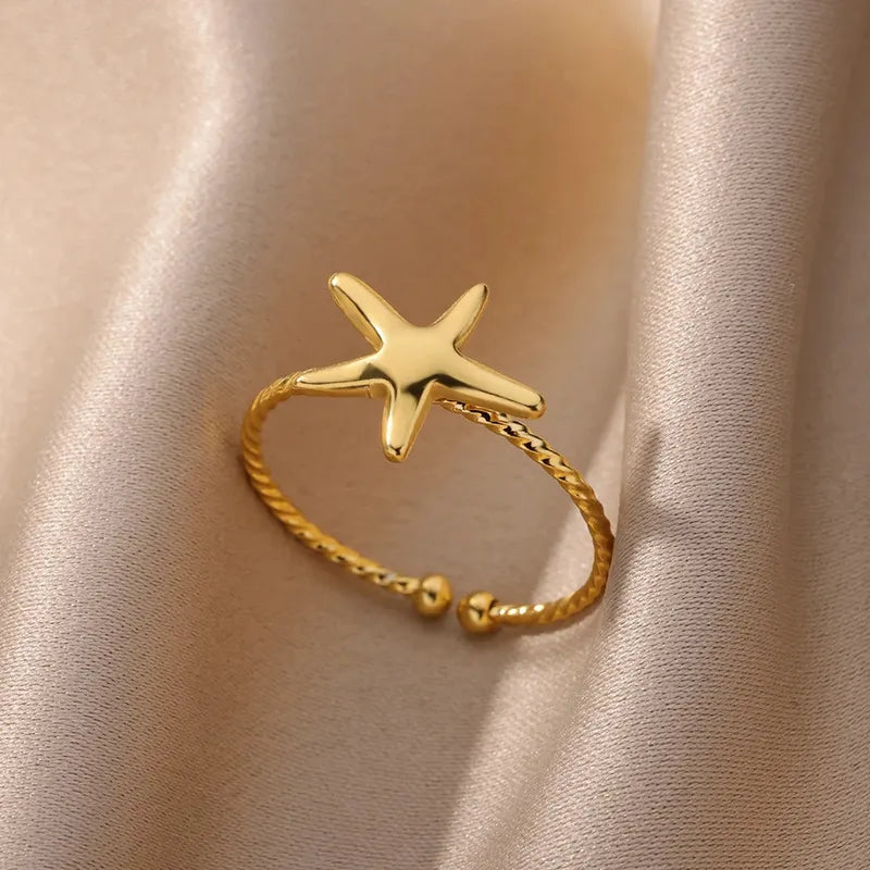 Anillo Estrella de Mar de Acero Inoxidable