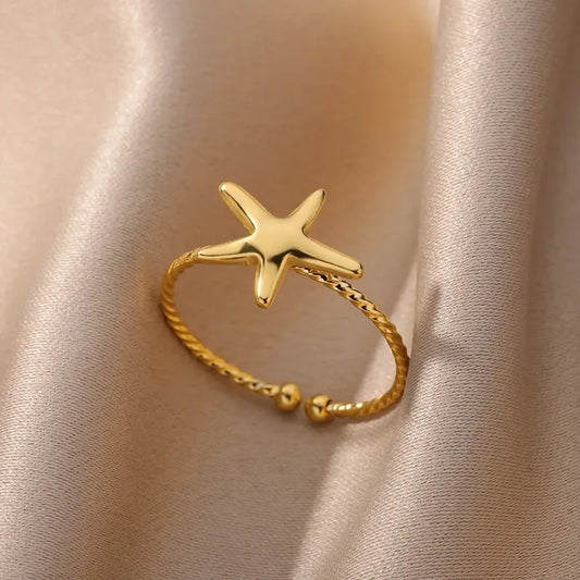 Anillo Estrella de Mar de Acero Inoxidable